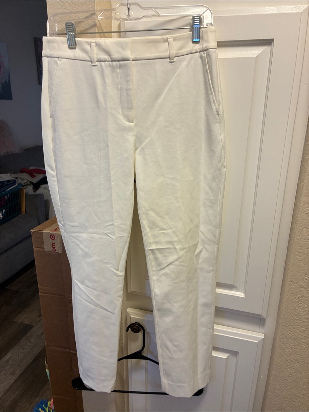 White House Black Market off white the comfort stretch slim ankle dress pants